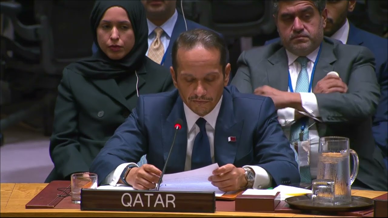 كلمة رئيس مجلس الوزراء وزير الخارجية في جلسة بمجلس الأمن، بشأن الاعتداء الاسرائيلي السافر على قطر