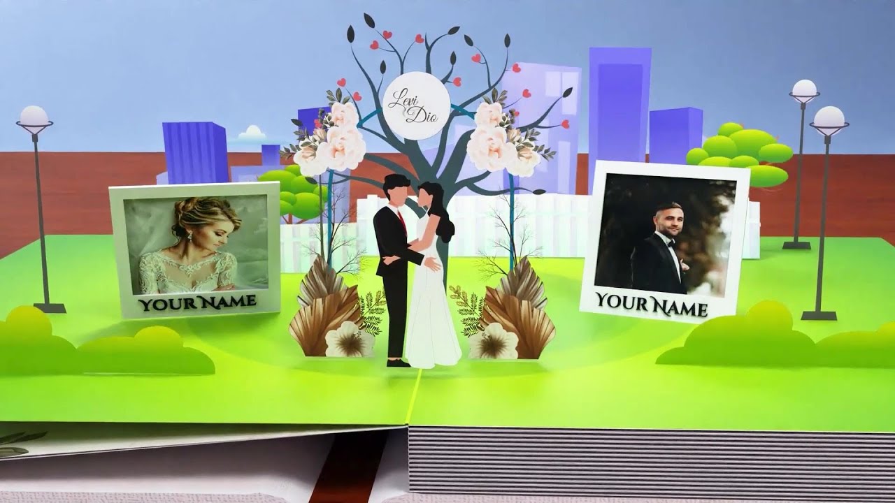 3D Wedding Invitation   POP UP BOOK