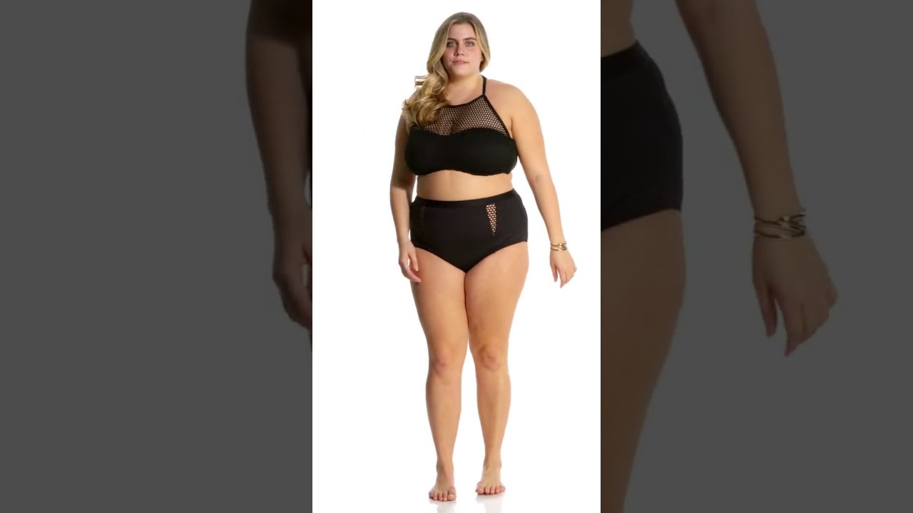 La Blanca Plus Size All Meshed Up High Rise Bikini Bottom | SwimOutlet.com