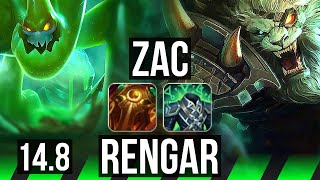 ZAC vs RENGAR (JGL) | 9/2/14, 1000+ games, Godlike | BR Master | 14.8