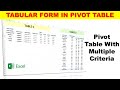 Pivot Table - Tabular Form in Excel || Excel Tips & Tricks || Excel Tutuorial || Microsoft Excel