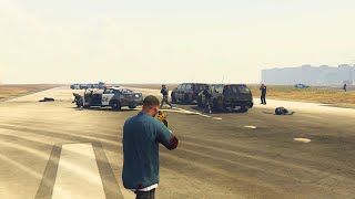 GTA 5 - FIVE STARS FIGHT WITH POLICE + Escape  - Los Santos International Airport