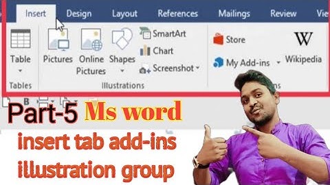 how to use picture shape smart art  chart add-ins screenshot wikipedia in insert ms word 2016 |