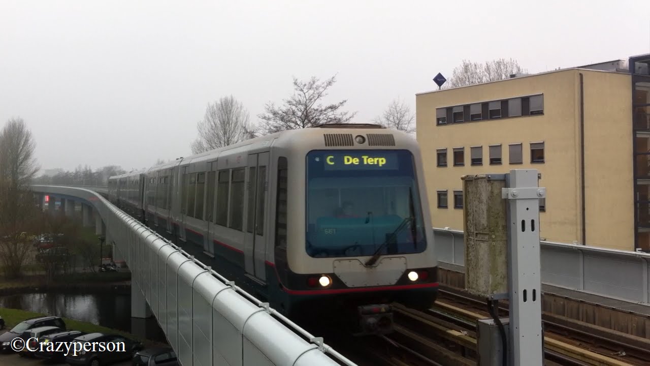 RET Metro wagentreinen 5338-5302-5319 aankomst Slotlaan naar De Terp op lijn C
