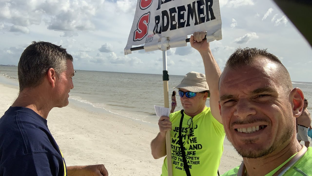 Team of Jesus Preachers @ Ft Myers Beach.  Tons of People