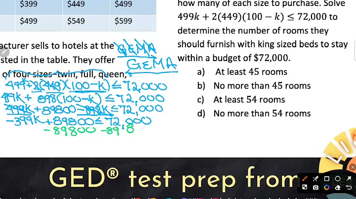 GED® Math: Solving Inequalities Application (1.12, Adv, # 10)