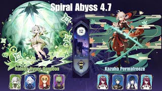 Spiral Abyss 4.7 Nahida Hyper Burgeon X Kazuka Permafreeze Genshin Impact