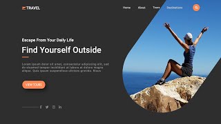Create a Responsive Travel Website Using HTML CSS & JavaScript | Travelling Website Hero Design
