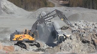 Volvo EC480EL | L220H OptiShift | Working in a quarry with Metso crushers