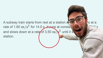 A subway train starts from rest at a station and accelerates at a rate of 1.60 m/s^2 - Problem 2.60