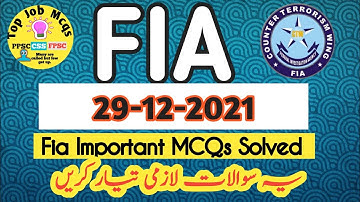 Fia CBT paper today solved Dated 29-12-2021|| Assistant, UDC, LDC, Constable||Fia written test today