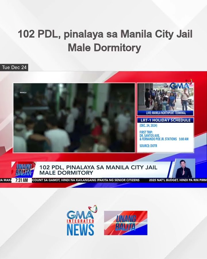 102 PDL, pinalaya sa Manila City Jail Male Dormitory | Unang Balita
