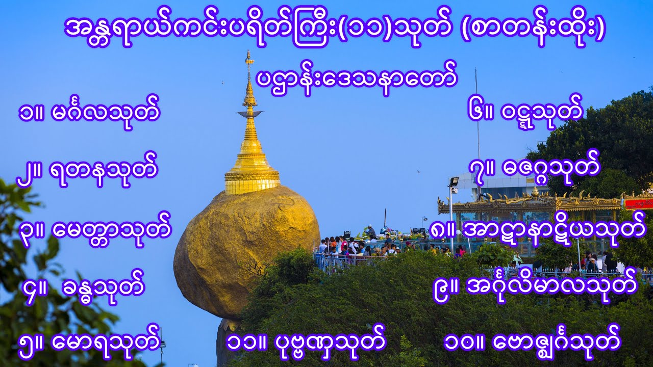 အန္တရာယ်ကင်းပရိတ်ကြီး (၁၁)သုတ် (စာတန်းထိုး) ပဌာန်းဒေသနာတော်