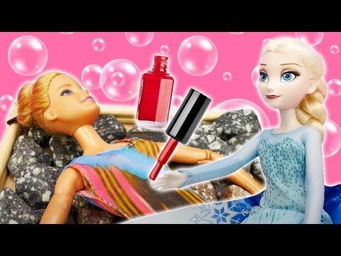 Игры в Салон Красоты. Спа для Куклы Барби и Эльзы. Игры с пластилином Плей До. Видео для девочек