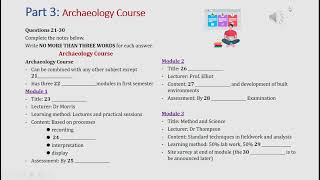IELTS listening actual test Part 3: Archaeology course (answer+ transcript) screenshot 2