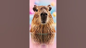 Capy vs. Reflection — Did you catch the pop? #CuteLoop #Capybara #ASMR #Surreal