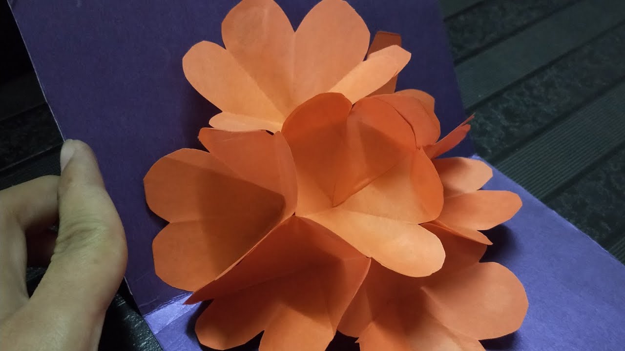 DIY 3D flower pop up card - YouTube