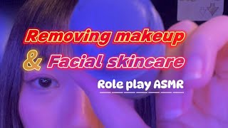 Removing makeup and pampering your facial skin ASMR