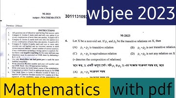 WBJEE 2023 Mathematics question with pdf  #wbjee #wbjee2023preparation #wbjee2023