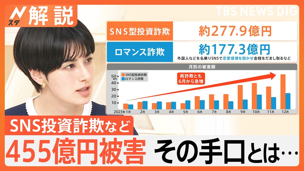 SNS型投資・ロマンス詐欺が急増、年間被害額 約455億円 その手口とは…【Nスタ解説】｜TBS NEWS DIG