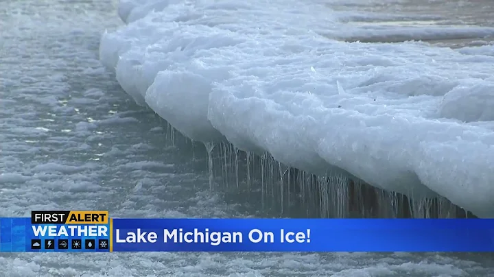Frozen Waves On Lake Michigan Amid Temperature Drop
