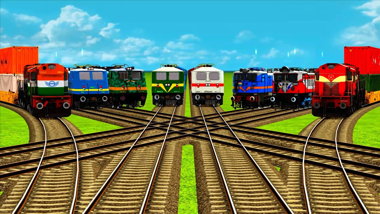Dangerous 8 Trains Crossing at a Multi Branch Intersection๐Trains Track ...