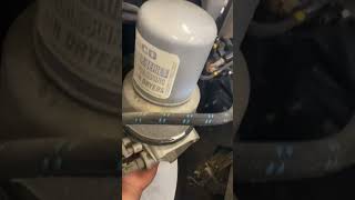 Air dryer leaking air. #dieselengines #tatexpress #semitrucks #dd15 #semitruck