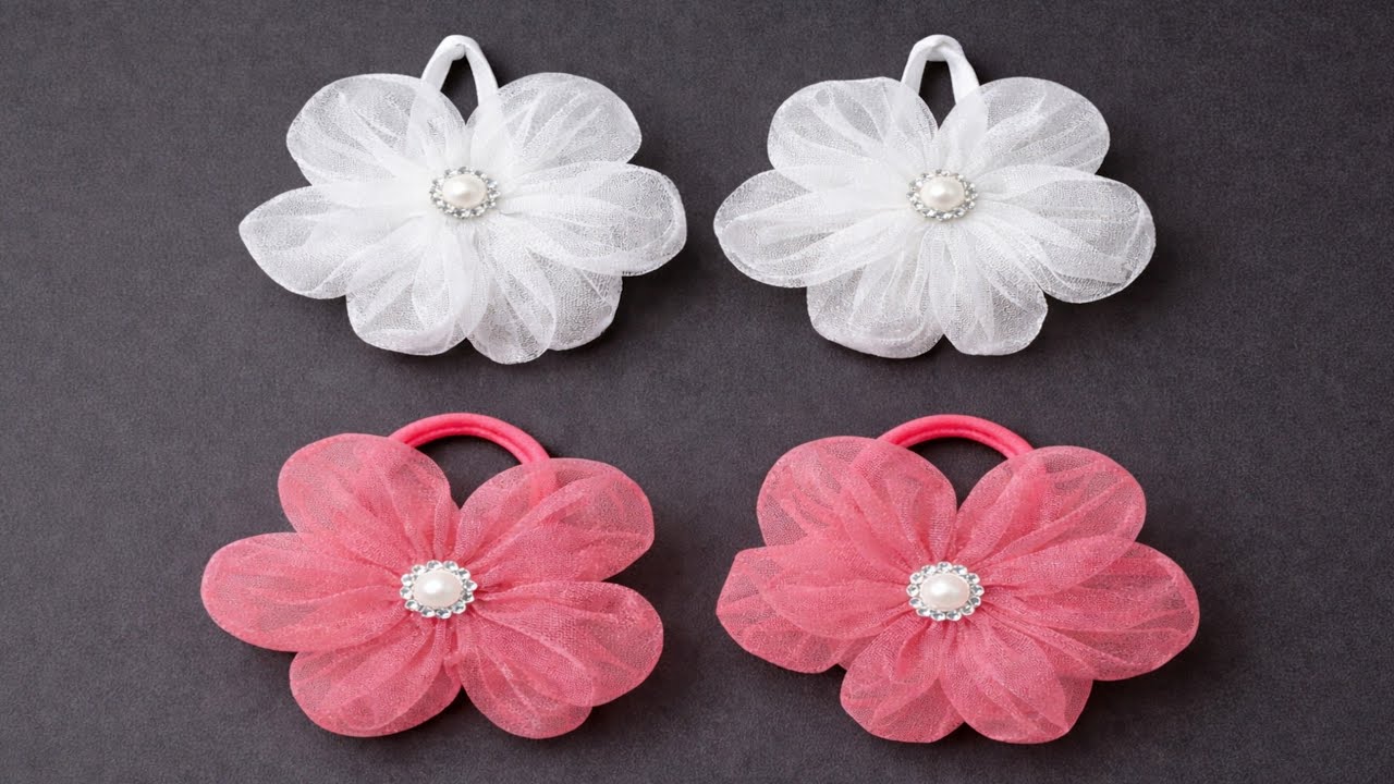 How to Make Beautiful Flower Hair Ties 🌸 Easy DIY Hair Accessories