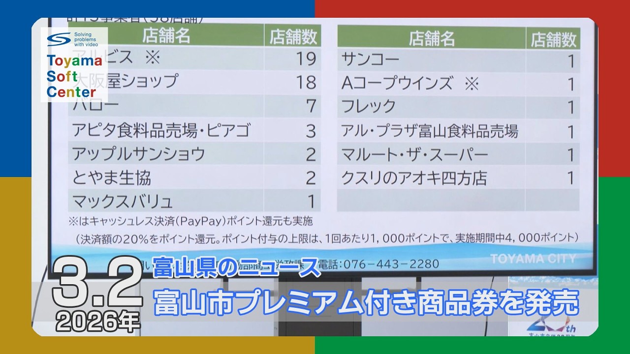 富山市のスーパーでプレミアム付き商品券発売【2026.3.2 富山県のニュース】