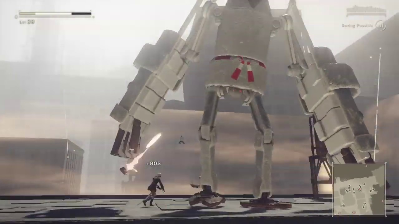 NieR Automata (PS4) Father Servo Black and White Belt Boss Fight (9S