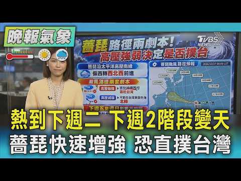 天氣/下週二前好天氣 週三東北季風增強 薔琵颱風恐直撲台灣 下週五起3天威脅最大｜TVBS新聞 @TVBSNEWS02
