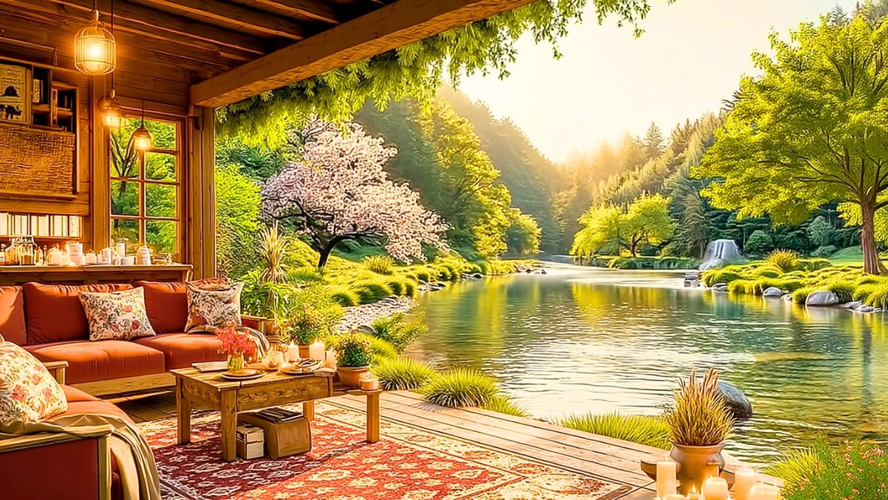 Cozy Riverside Spring Jazz Cafe｜Relaxing Smooth Piano for Work, Study & Stress Relief