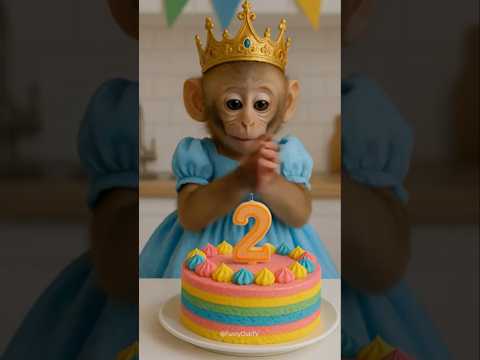 عيد ميلاد القرد قرد كيوت قرد مشاكس قرد صغير اجمل قرد قرد يأكل حلوه