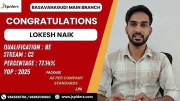 Congratulations LOKESH NAIK, on getting placed from JSPIDERS Basavanagudi!