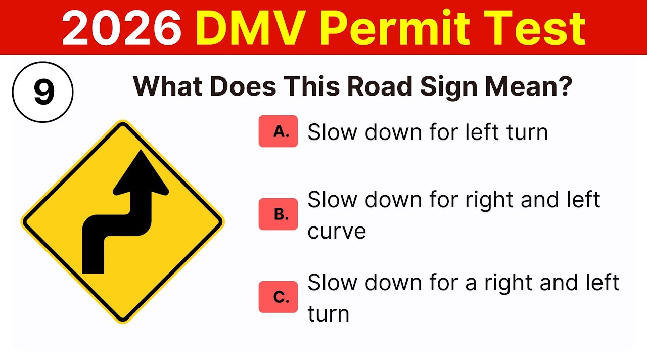 DMV Permit Test 2026 – Real Questions & Answers! | Test 9 - YouTube
