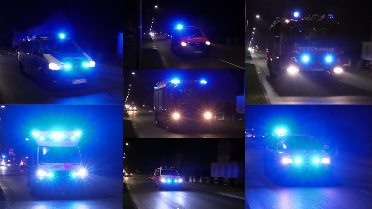[B-Mittel-Y!] Einsatzfahrten von Autobahnpolizei + FF + Rettungsdienst + DLRG Stadt Grimmen