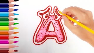 Draw and coloring the letter A, how to draw cute letters screenshot 5