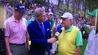 Jack Nicklaus lets his grandson hit his 9th tee shot at the 2018 Masters Par 3 Contest... hole in 1!
