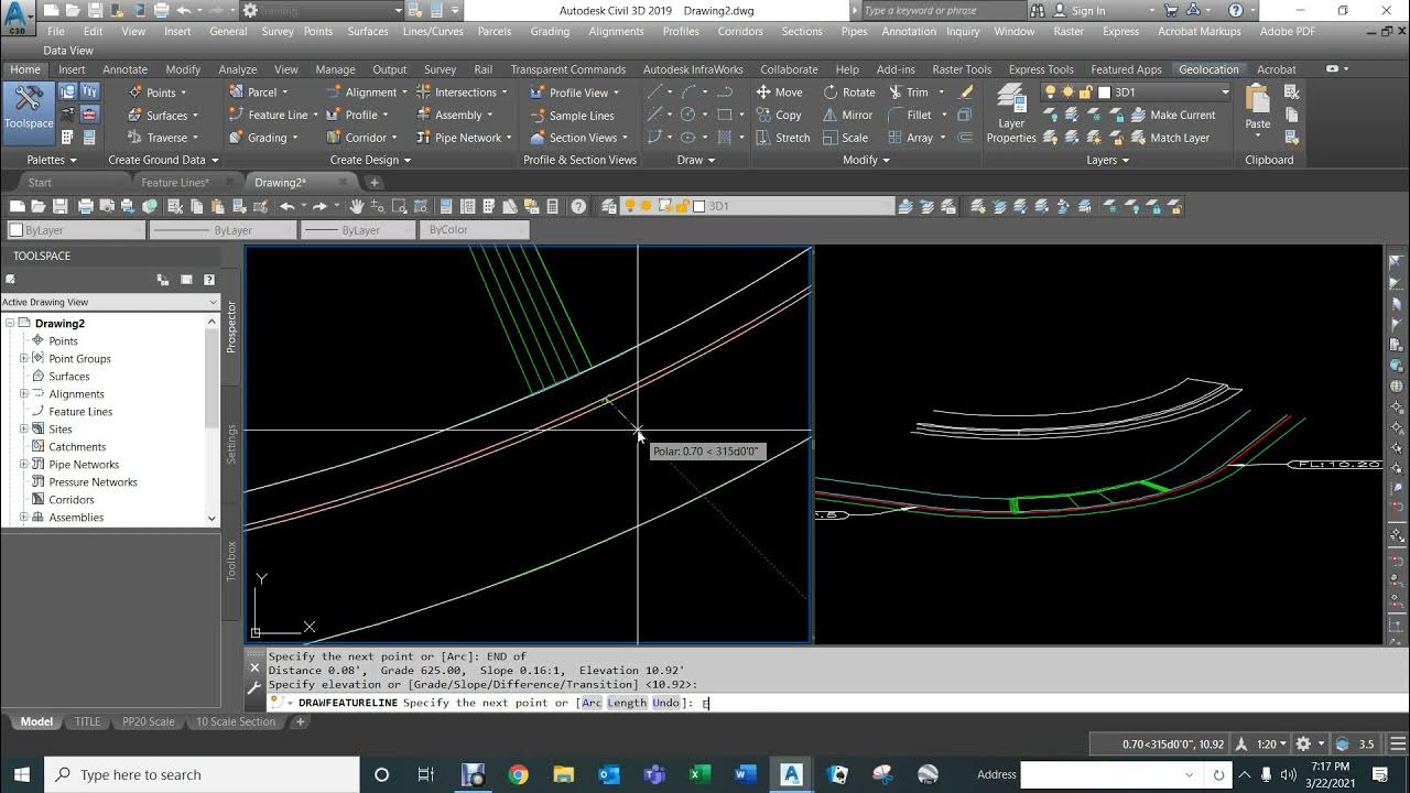 Curb ramp with Feature Lines Civil 3D 2019 YouTube