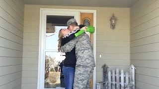 Airman Surprises Girlfriend - Emotional Homecoming 2016