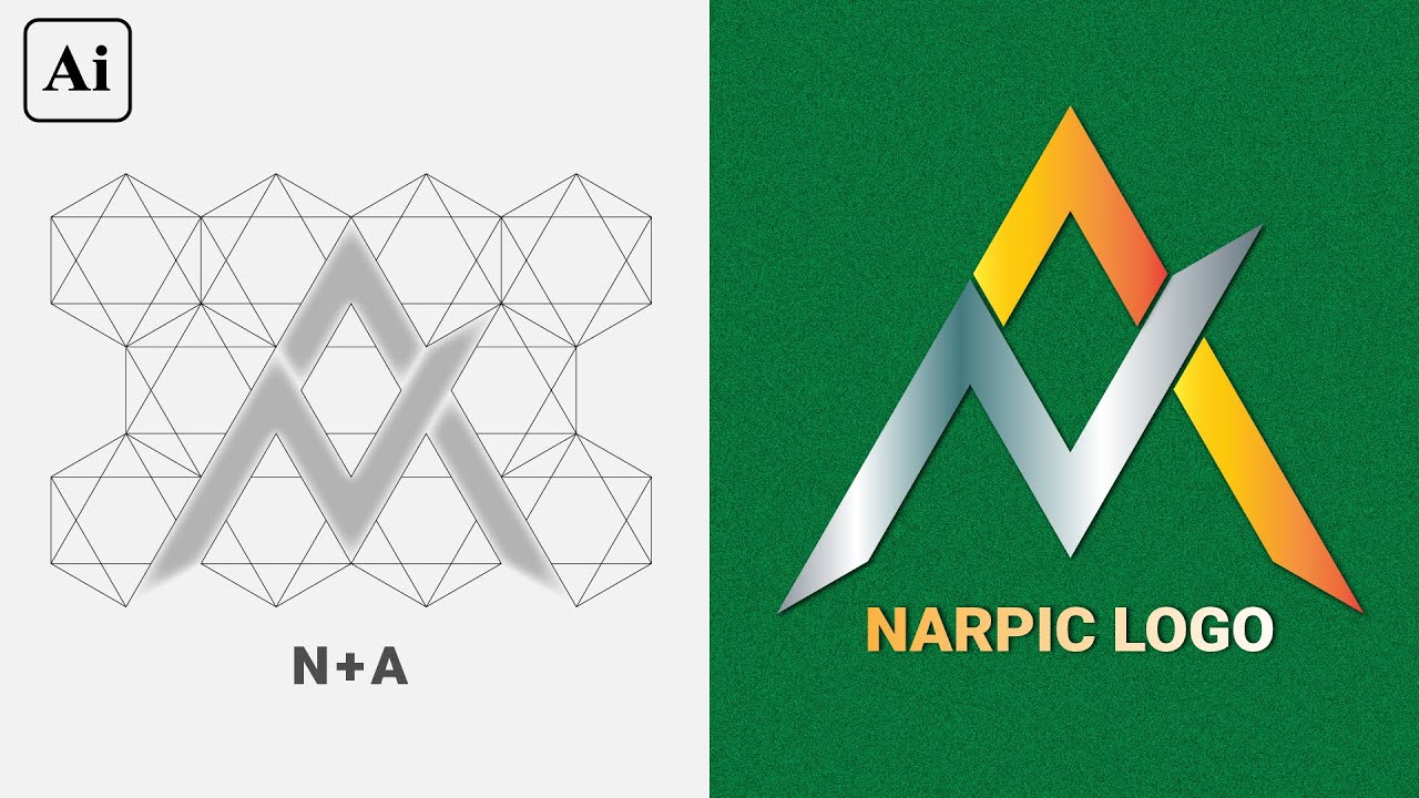 How to design N+A letter Logo in Adobe Illustrator | Super Easy ...