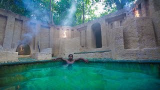 Build Underground Bamboo Jacuzzi for Secret Underground Temple Cabin Shelter by Jungle Survival