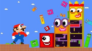 Mario Escape vs the Giant Numberblocks 1 2 3 mix level up Maze | Game Animation