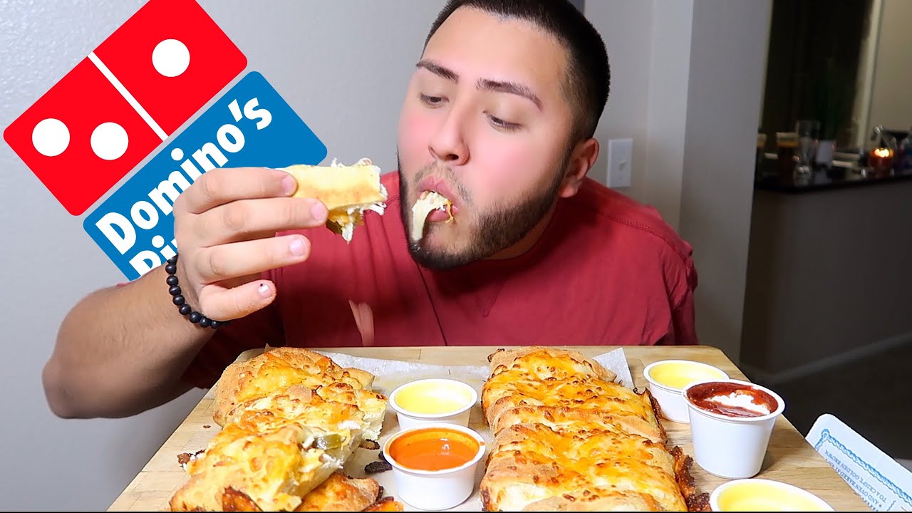Dominos Cheesy Bread Mukbang Youtube