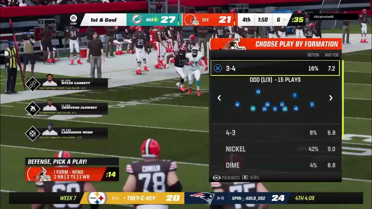 Madden 23 Browns Vs Dolphins TNL Week 9 Season 4 YouTube