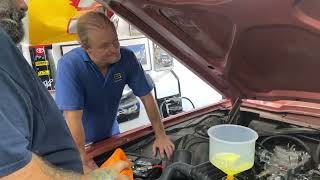 Steven's 1965 Ford Thunderbird - FIlling cooling system with coolant, repairing water temp sender
