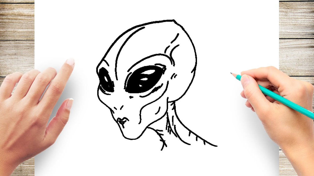 HOW TO DRAW AN ALIEN EASY - DRAWING ALIEN STEP BY STEP 