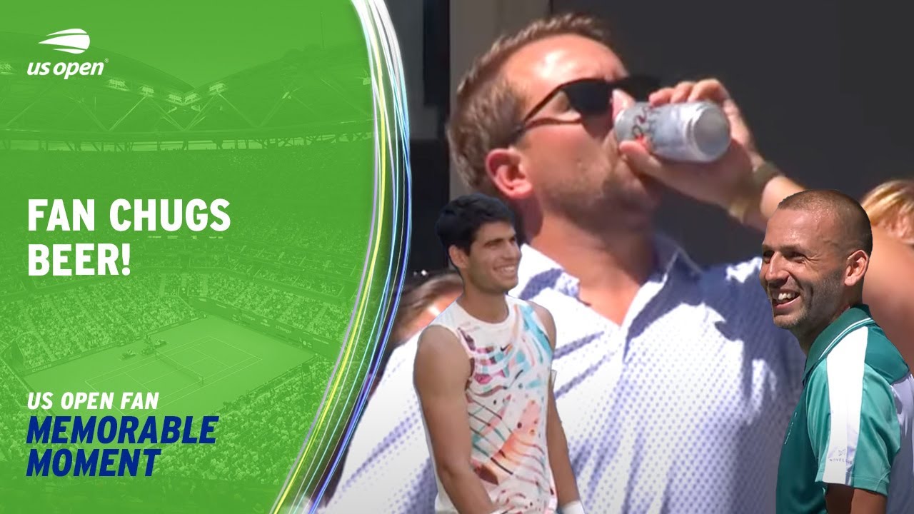 Fan Drops Ball Then Chugs Beer! 2023 US Open YouTube
