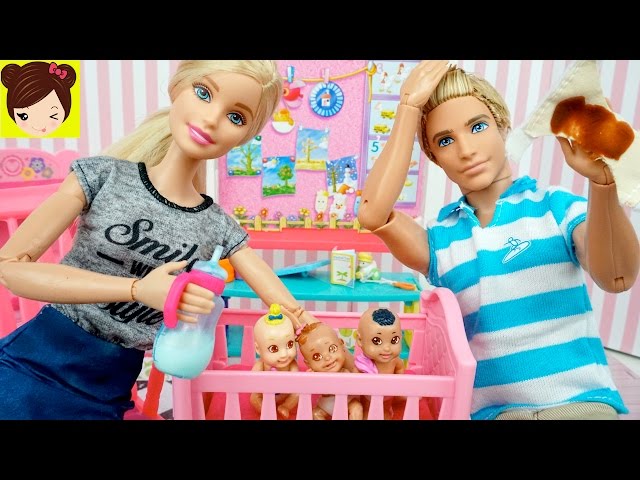 Muñeca Barbie Embaraza con Bebe Recien Nacido y Abuelita de Barbie +  Armamos el Cuarto del Bebe 