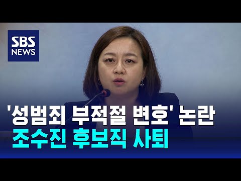 &#39;성범죄 부적절 변호&#39; 논란 조수진 사퇴 &quot;당 공격 멈춰달라&quot; / SBS